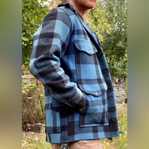 Filson wool jacket, blue and black